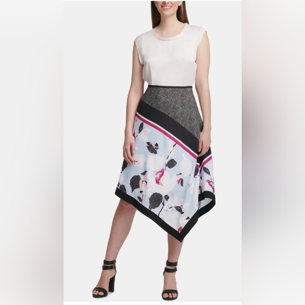 DKNY Asymmetrical Skirt in Black, Pink, and White Size 10, New With Tags! - Picture 1 of 14
